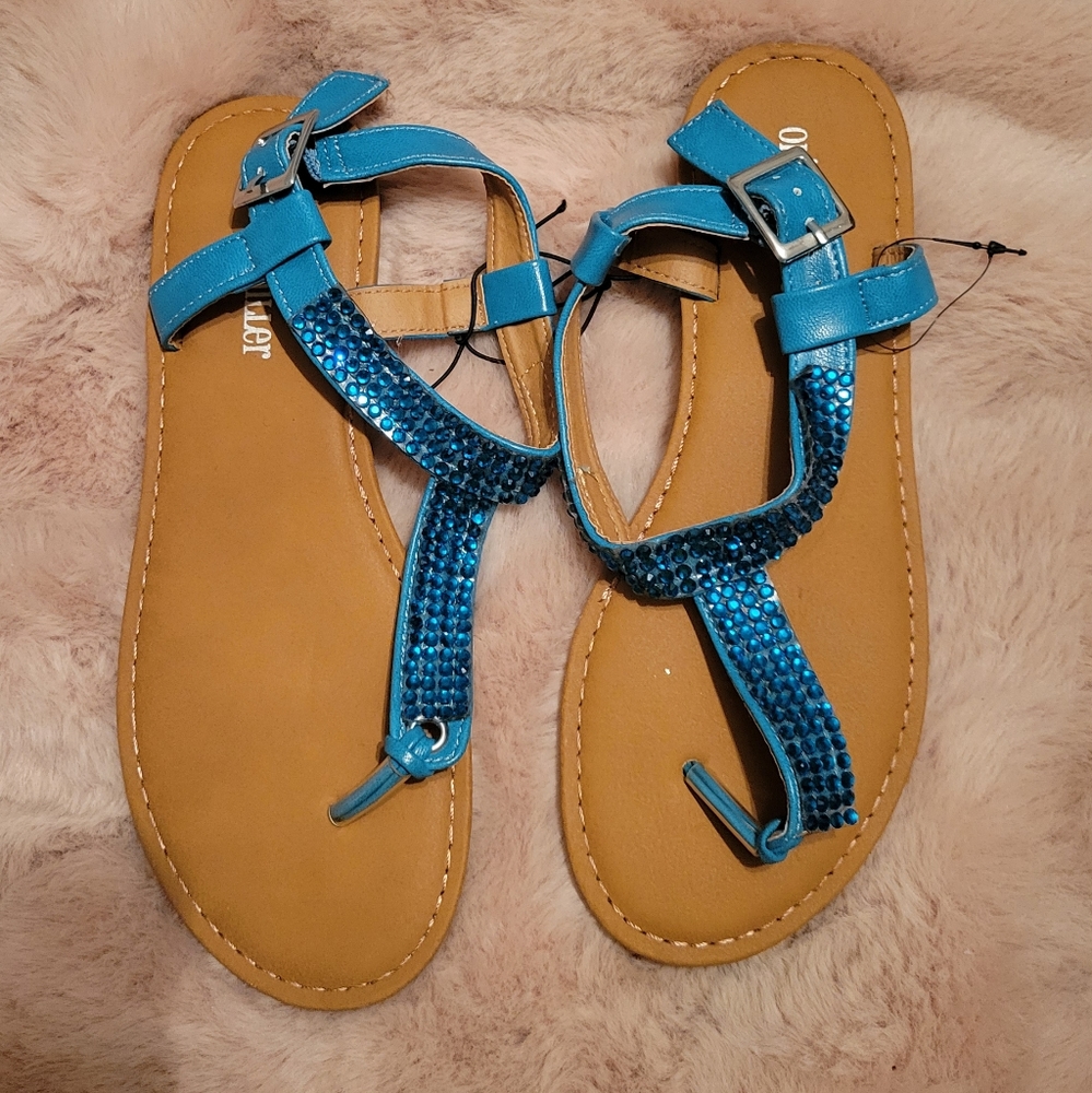 Blue rhinestone sandals